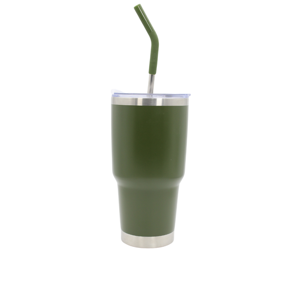 Vaso Aislante 30 oz Verde Olivo con Popote