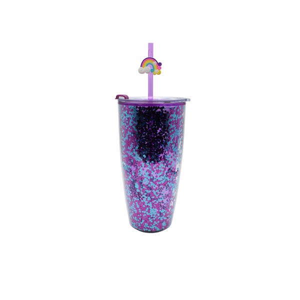 Vaso Glitter 800ml - Morado/Azul