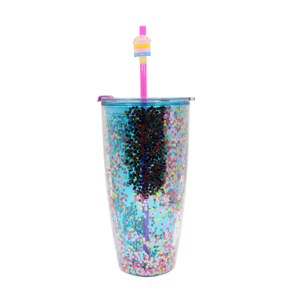 Vaso Glitter 800ml - Multi-Aqua/Rosa