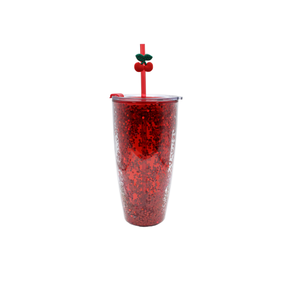 Vaso Glitter 800ml - Rojo