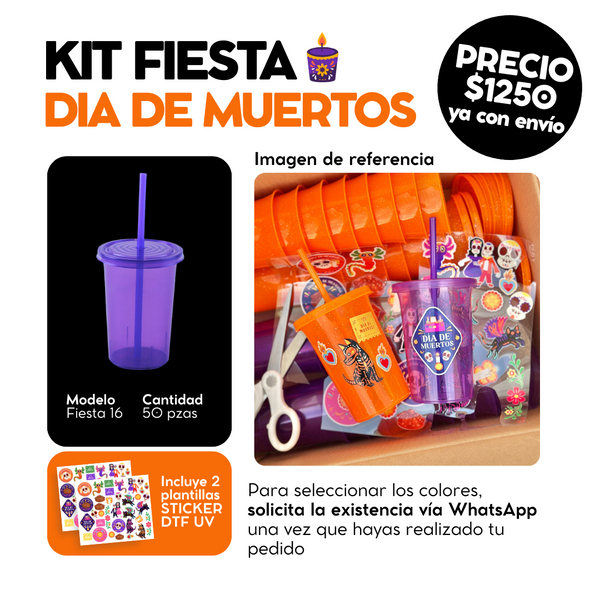 KIT FIESTA 16 oz DIA DE MUERTOS