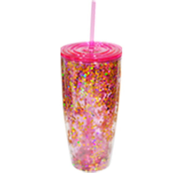 Vaso Glitter 800 ml - Rosa/Dorado