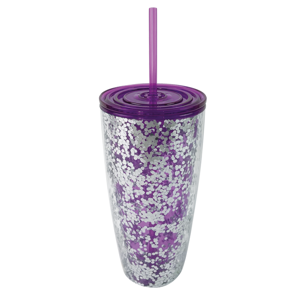 Vaso Glitter 800 ml - Morado/Plateado