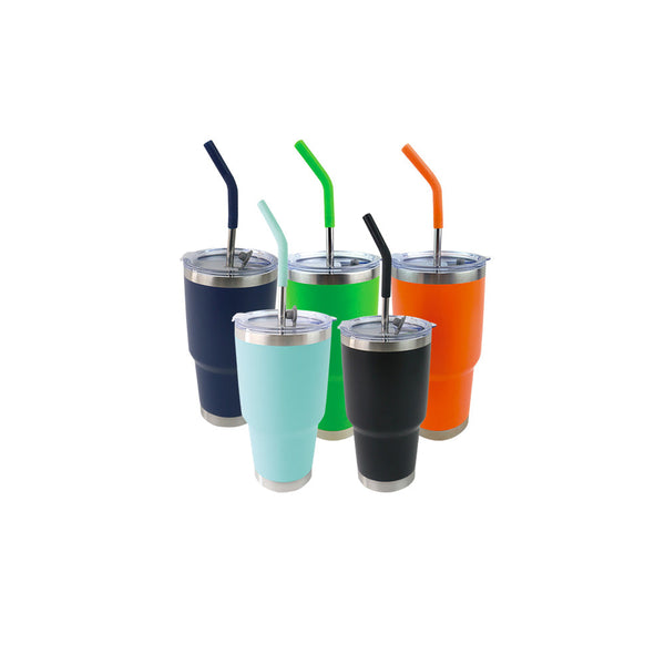 Vaso Aislante Mate Con Popote 30 oz