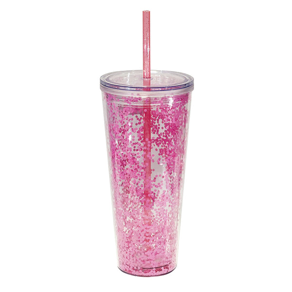 Classic Glitter Tapa Transparente 710 ml. - Rosa Pastel