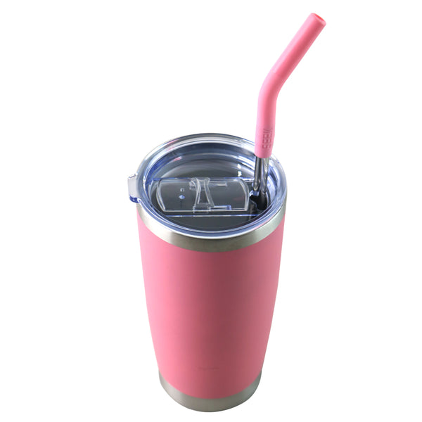 Vaso Aislante 20 oz Mate Rosa con Popote