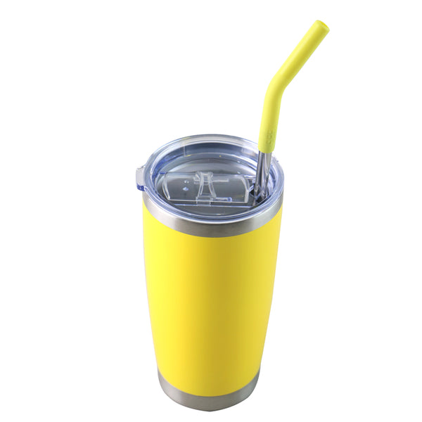 Vaso Aislante 20 oz Mate Amarillo con Popote