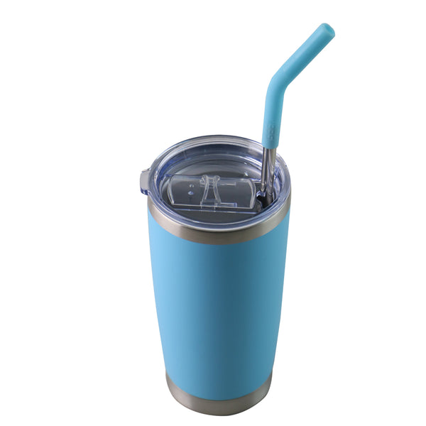 Vaso Aislante 20 oz Mate Celeste con Popote