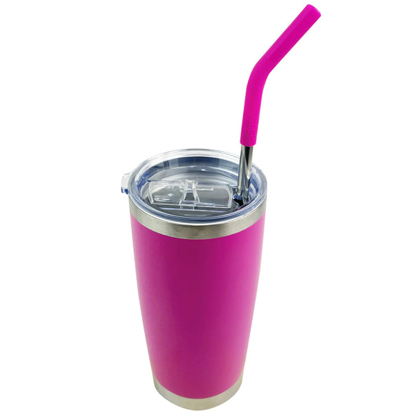Vaso Aislante 20 oz Mate Violeta Neón con Popote