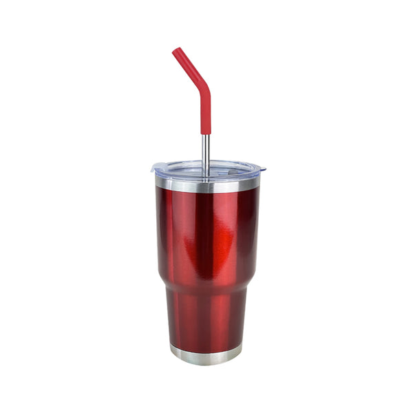 Vaso Aislante 30 oz Mate Rojo Metálico  con Popote