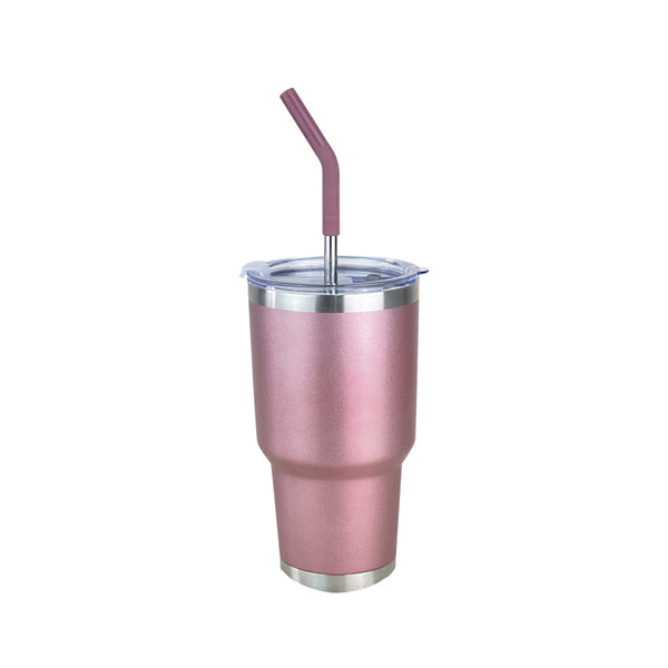 Vaso Aislante 30 oz Mate Rosa Gold Grind con Popote