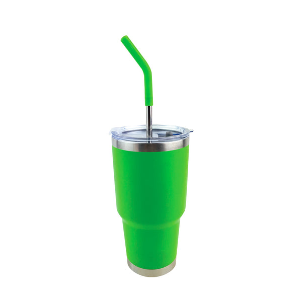 Vaso Aislante 30 oz Mate Verde Neón con Popote