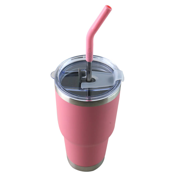 Vaso Aislante 30 oz Mate Rosa con Popote