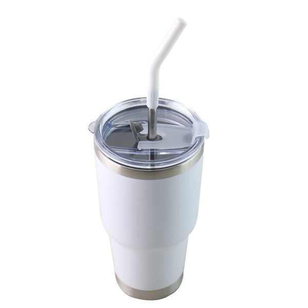 Vaso Aislante 30 oz Mate Blanco con Popote