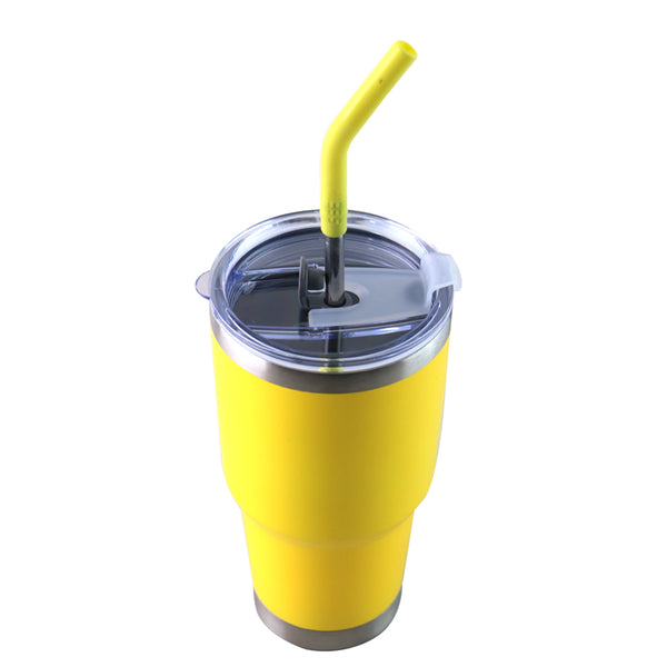 Vaso Aislante 30 oz Mate Amarillo con Popote