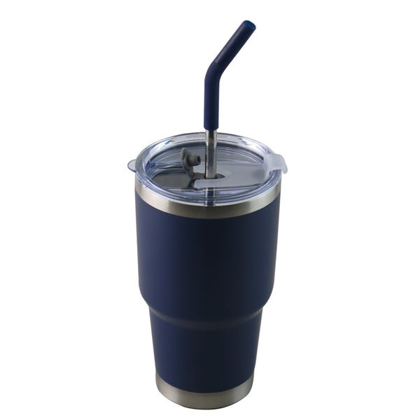 Vaso Aislante 30 oz Mate Azul marino con Popote