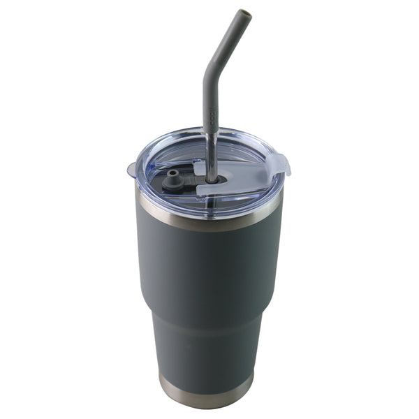 Vaso Aislante 30 oz Mate Gris con Popote