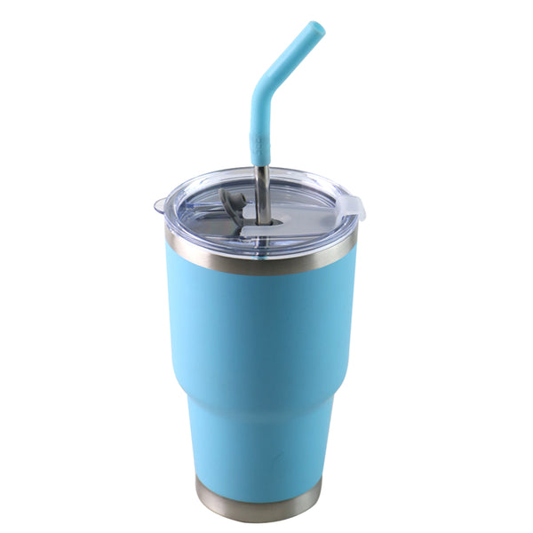 Vaso Aislante 30 oz Mate Celeste con Popote