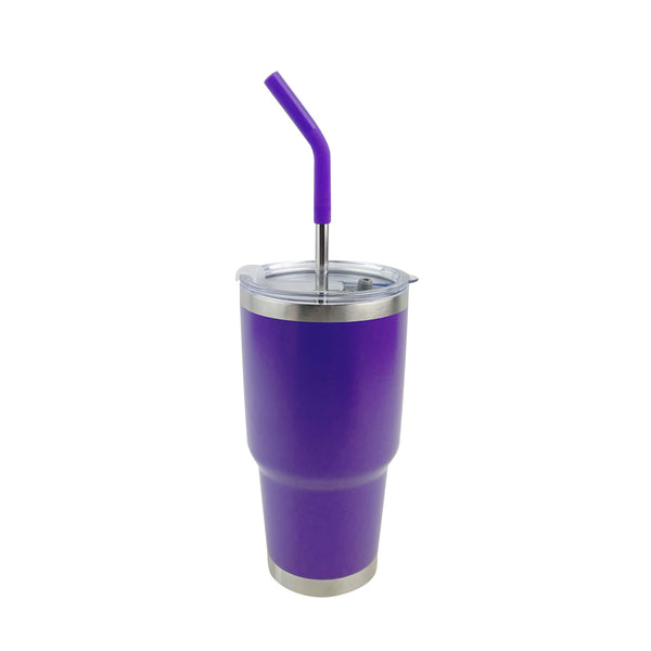 Vaso Aislante 30 oz Mate Morado con Popote