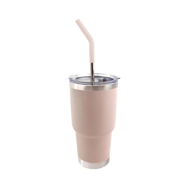 Vaso Aislante 30 oz Mate Rosa Suave con Popote
