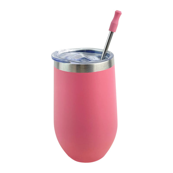Vaso Whiskero 16 oz con Popote Rosa