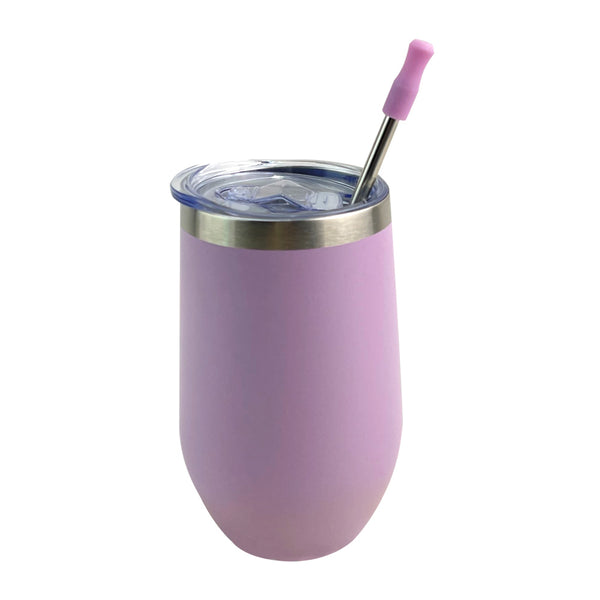 Vaso Whiskero 16 oz con Popote Lila