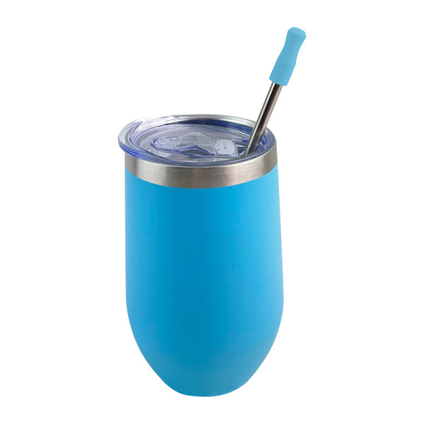 Vaso Whiskero 16 oz con Popote  Celeste