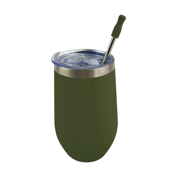 Vaso Whiskero 16 oz con Popote Verde Olivo