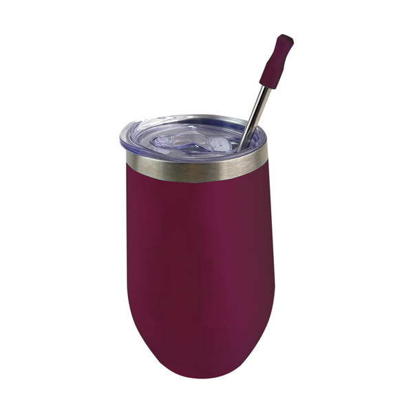 Vaso Whiskero 16 oz con Popote Vino