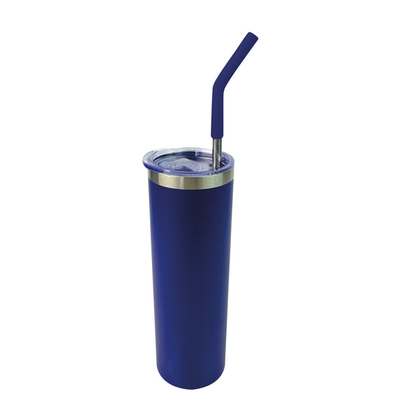 Skinny Aislante 20 Oz con Popote Azul Marino