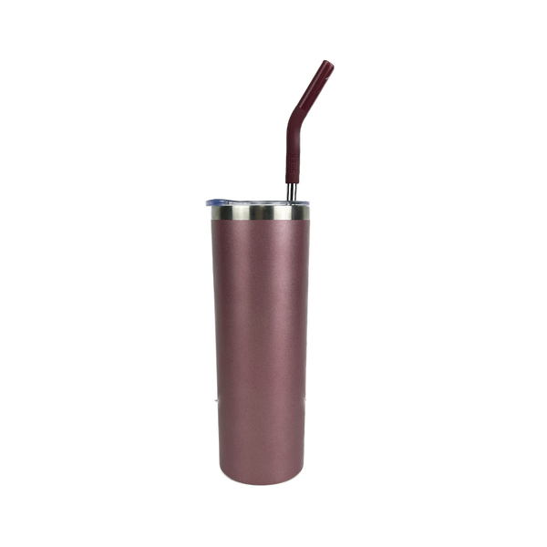 Skinny Aislante 20 Oz con Popote Rosa Gold