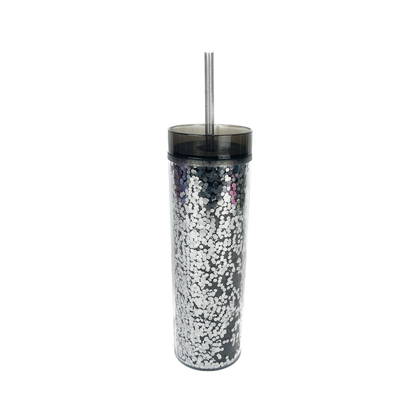 Skinny Glitter Tapa Color 400ml - Plata/Negro
